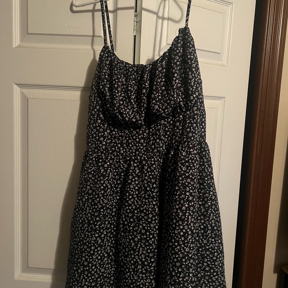 Navy and White Floral romper